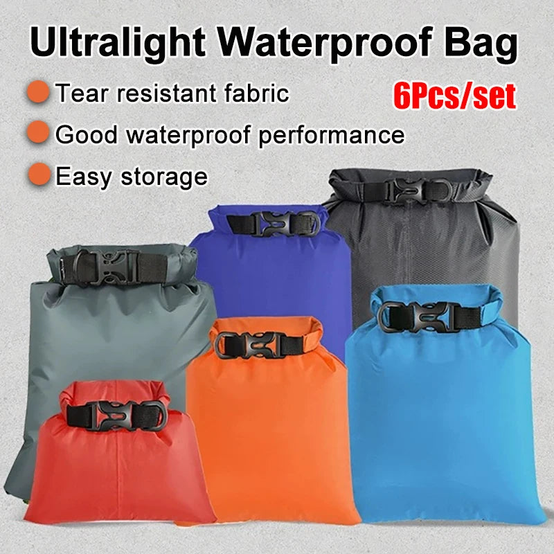 Waterproof Dry Bag Set — 6-Piece Nesting Sacks