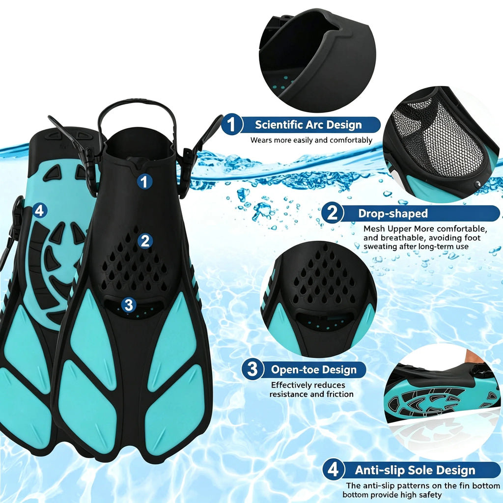 3-in-1 Snorkel Gear Set — Mask, Fins & Dry Snorkel