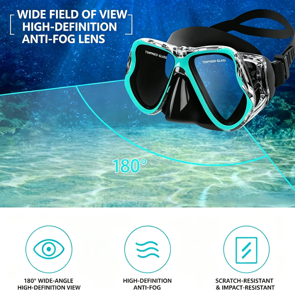 3-in-1 Snorkel Gear Set — Mask, Fins & Dry Snorkel